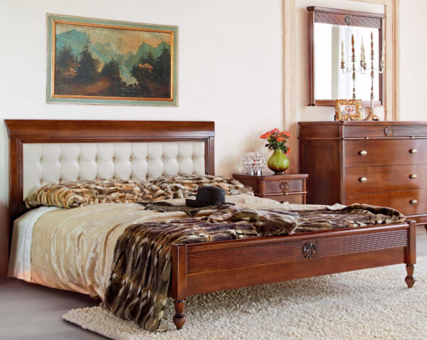 Кровать полутороспальная Мария Сильва 140х200 см из массива дерева с мягким изголовьем - фото 18